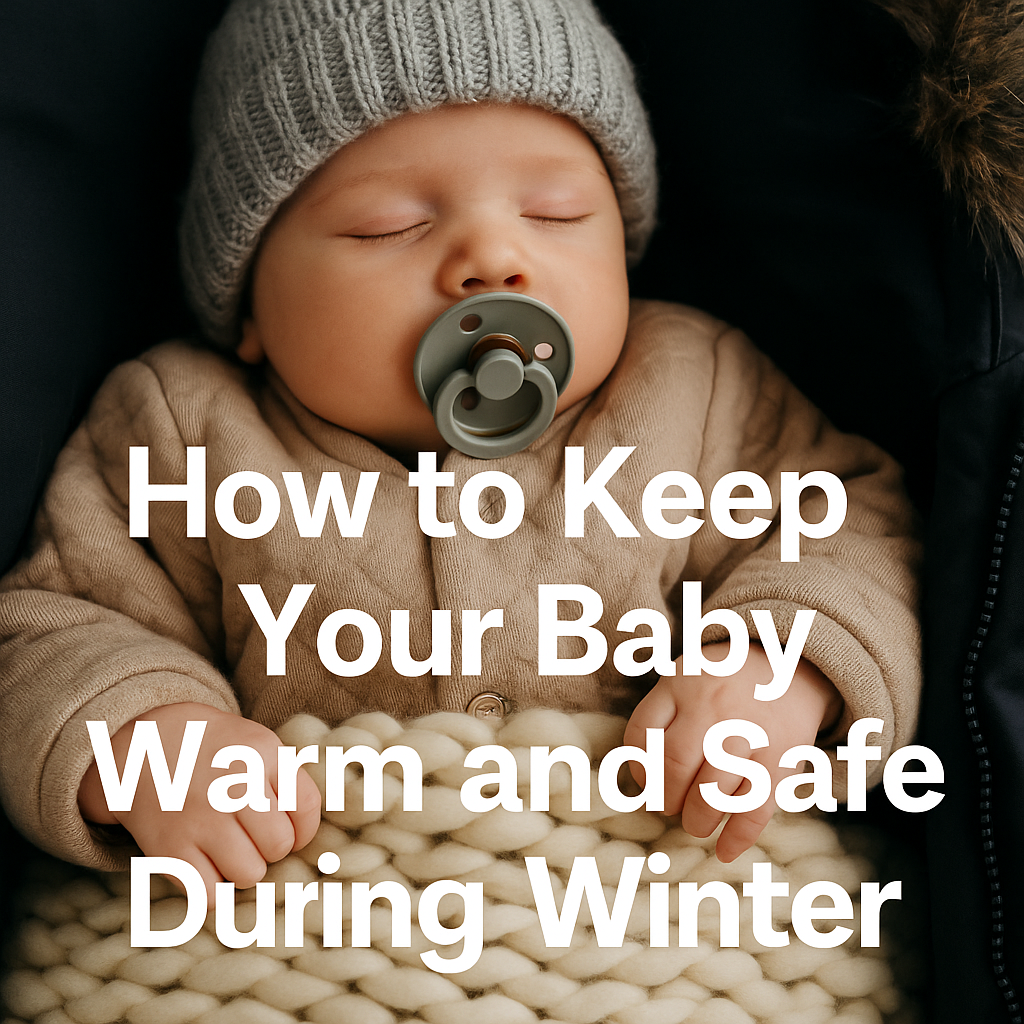 A baby sleeping peacefully in warm winter clothing, wrapped in a soft knitted blanket, in gentle natural light