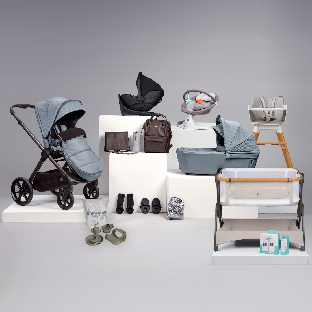 18pc Raffi MKII Travel, Home & Feeding Bundle with spin car seat & Isofix base - Duck Egg