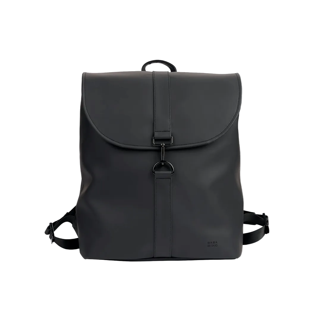 Black backpack on a white background