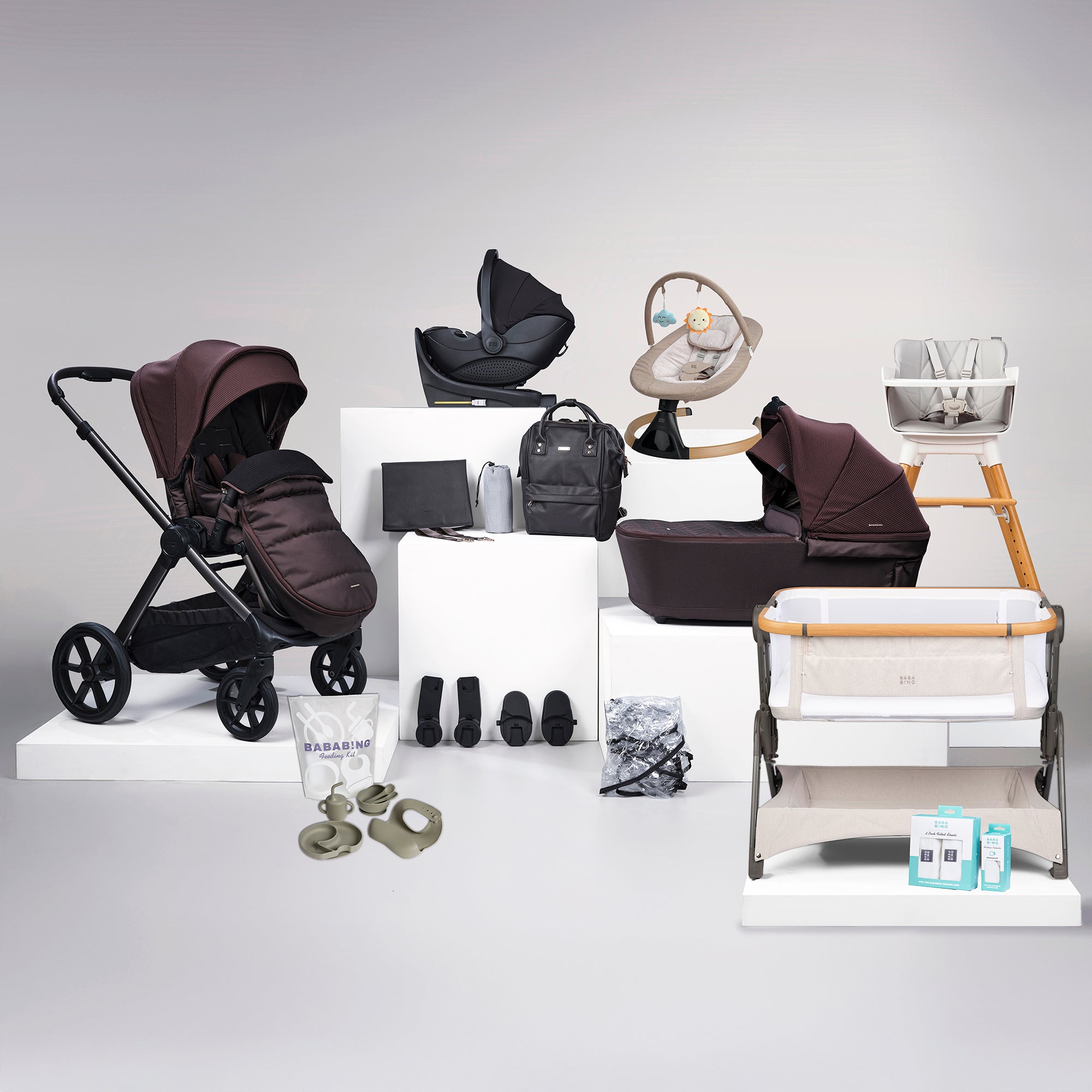 18pc Raffi MKII Travel, Home & Feeding Bundle with spin car seat & isofix base - Heritage