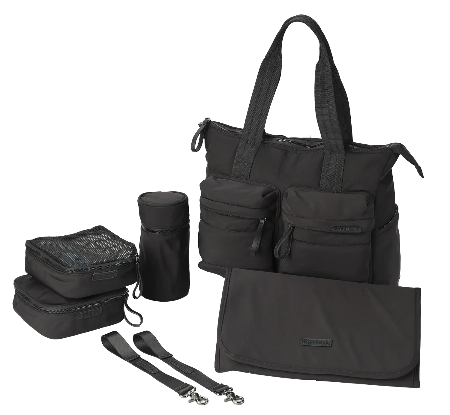 Bababing Rosy Tote Changing Bag | 3-in-1 Waterproof Nappy Bag | Black
