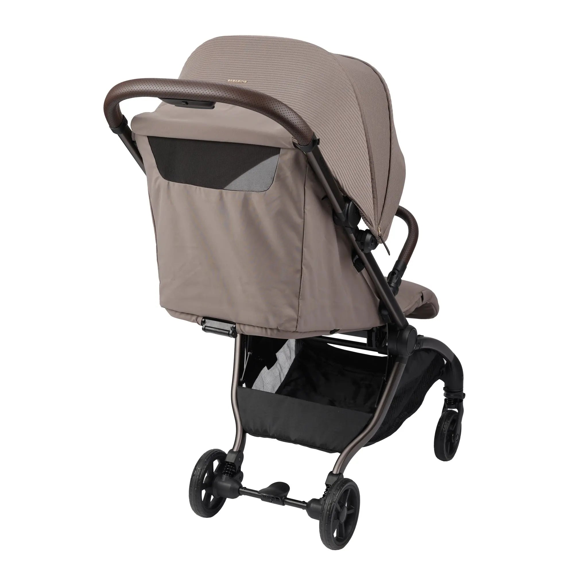 rear view of compact pushchair in minky colour