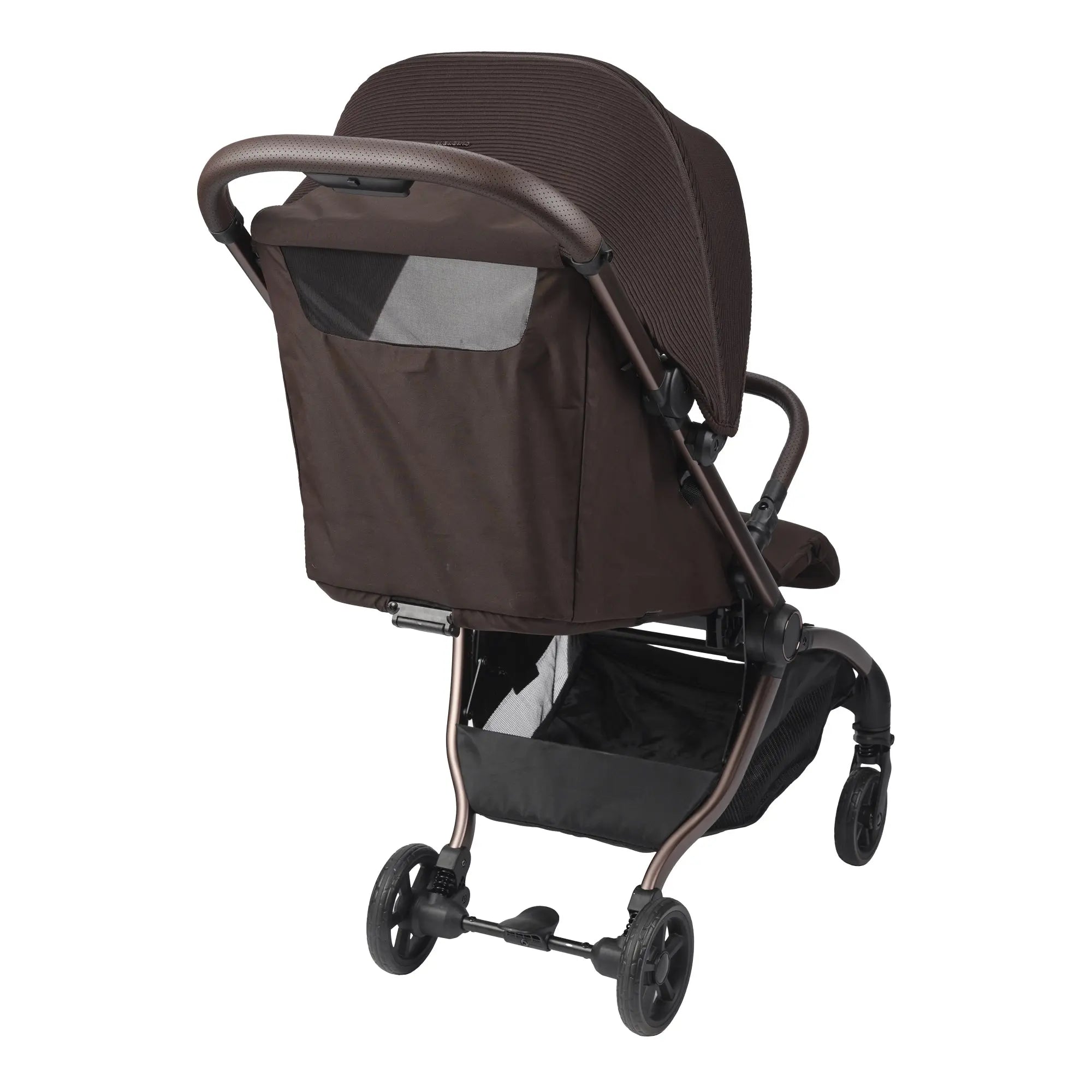 rear view of compact pushchair in kofe colour