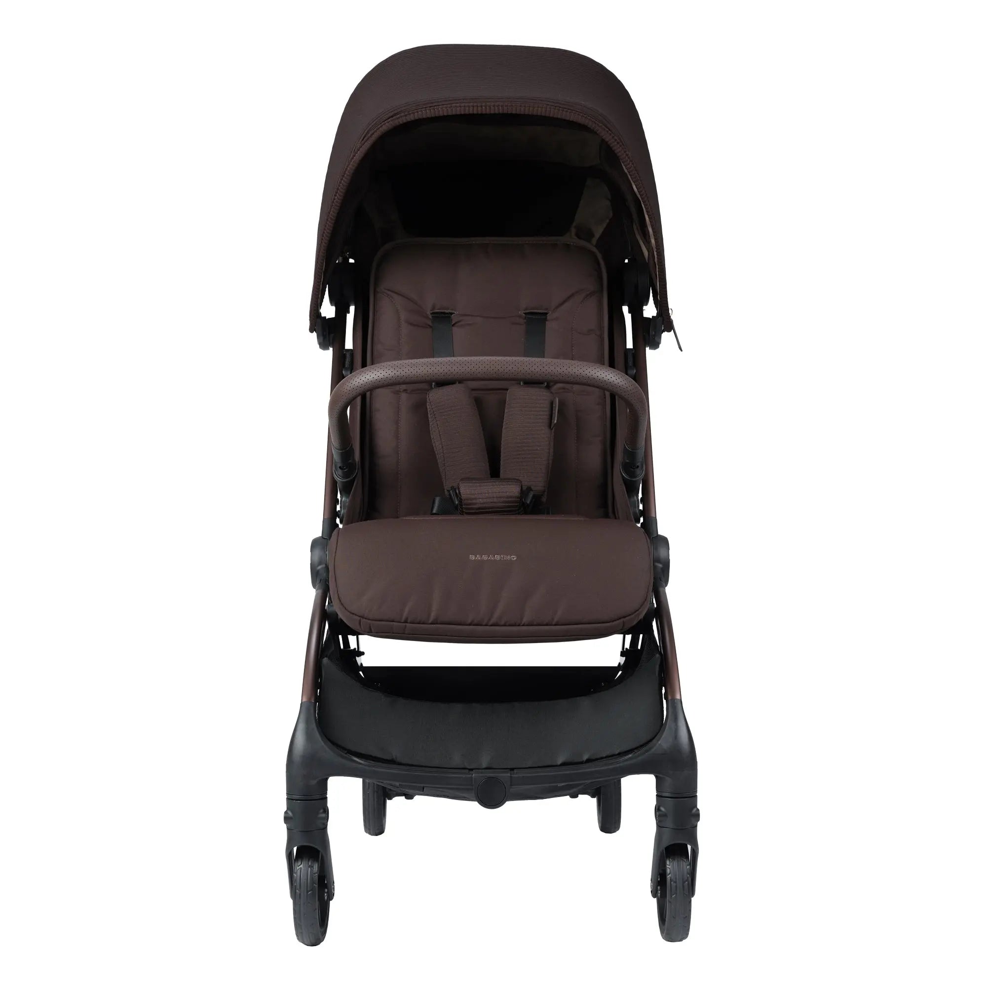 front view of compact pushchair in kofe colour