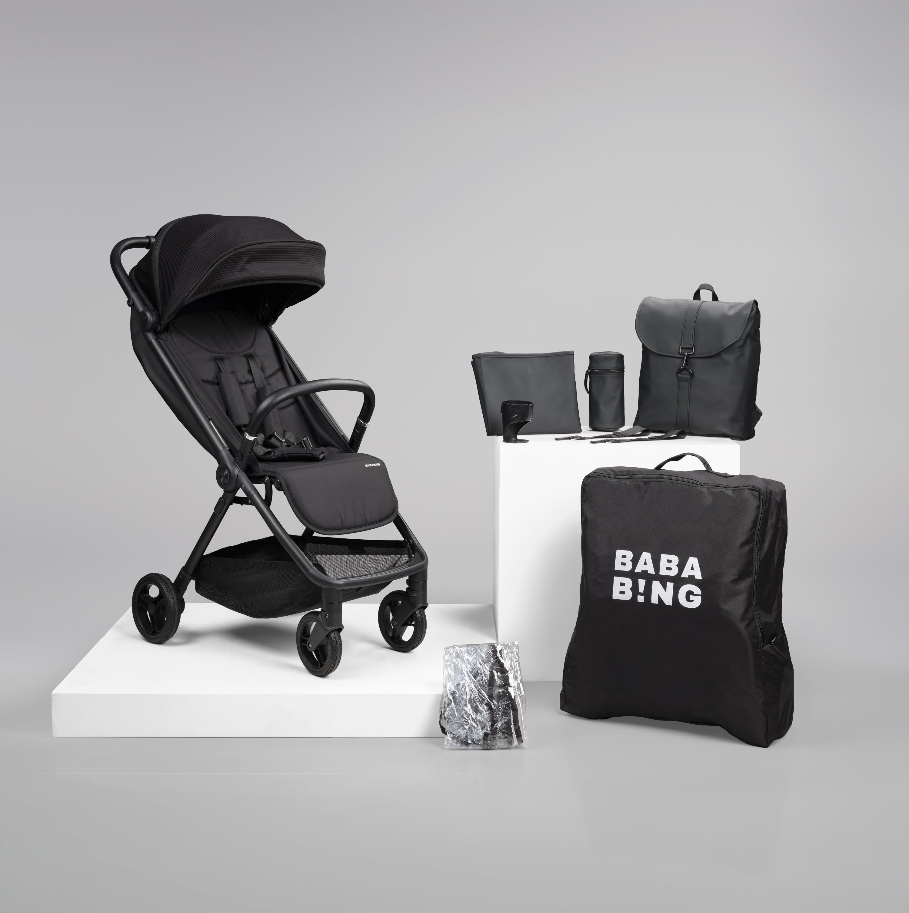 Auto Fold Compact Stroller Bundle - Black