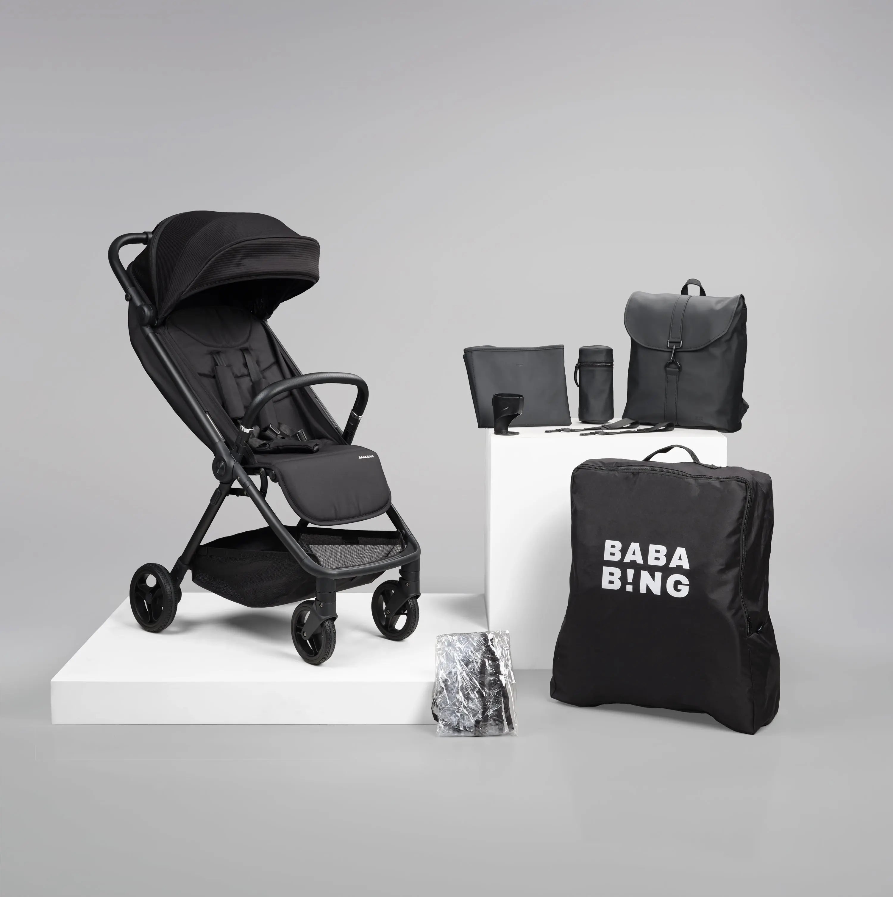 Auto Fold Compact Stroller Bundle - Black