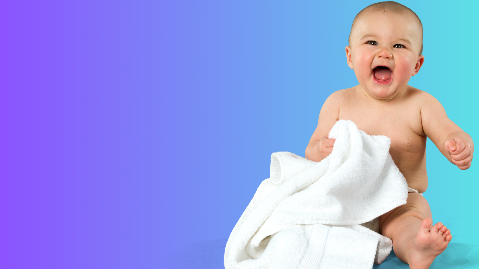 baby holding towel