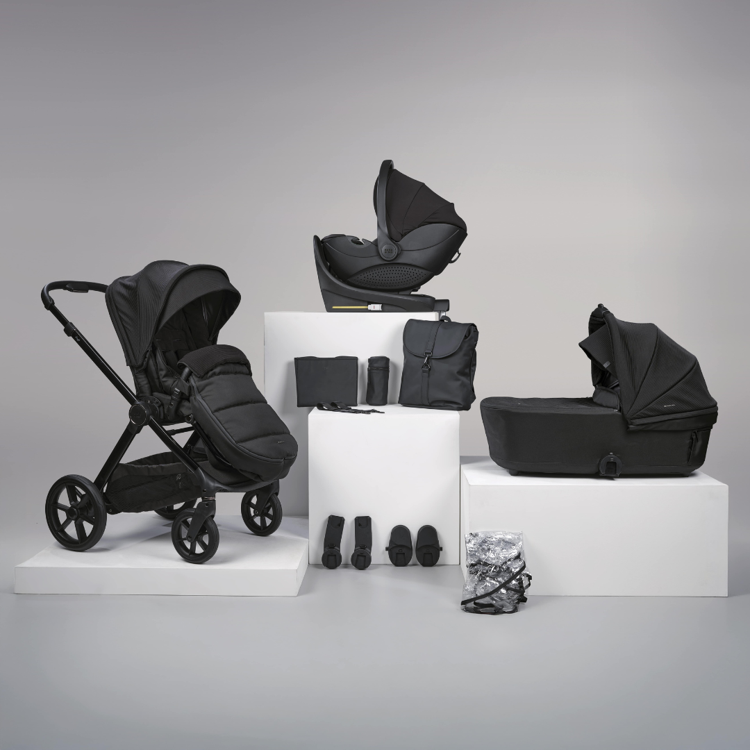 12 pc Raffi MKII Travel Bundle with spin car seat & Isofix base - Gloss Black