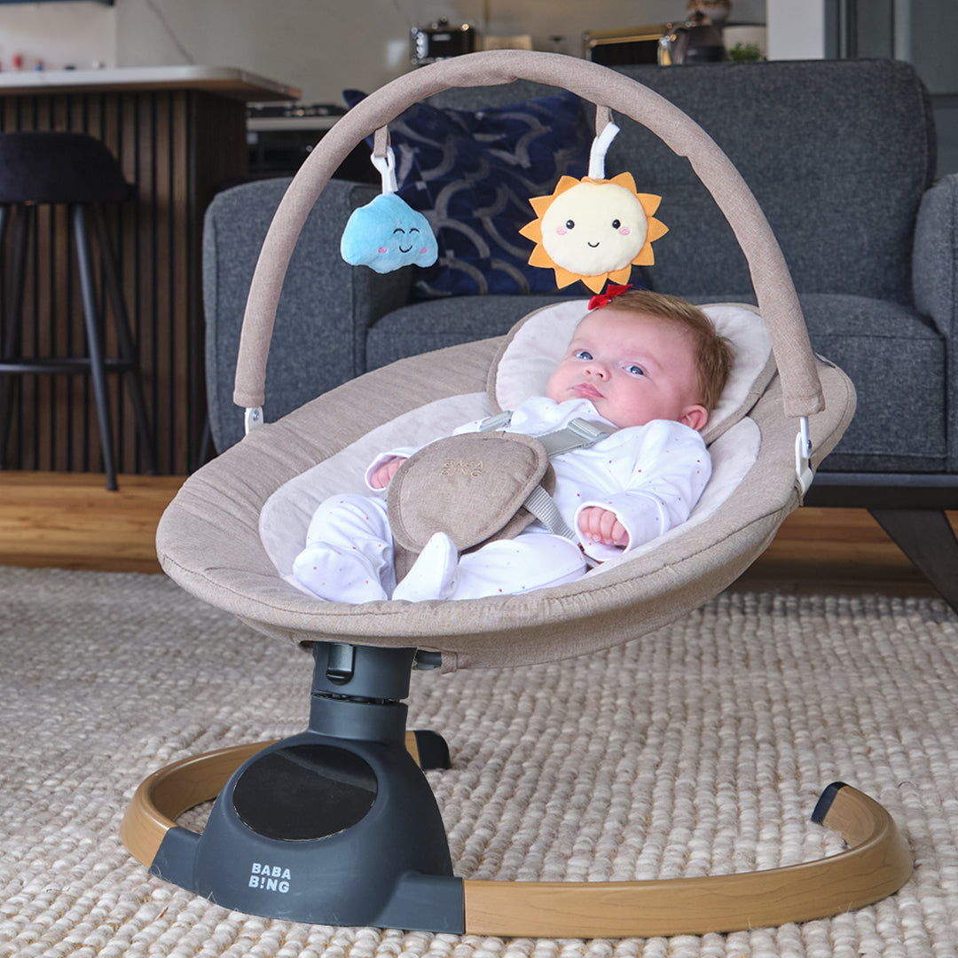 Hub 2 electric baby swing chair (Grey/Beige) +FREE  Cady Pushchair Organiser