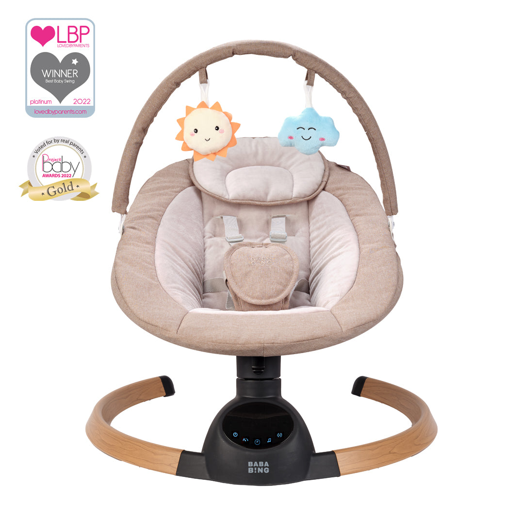 Hub 2 electric baby swing chair (Grey/Beige) +FREE  Cady Pushchair Organiser