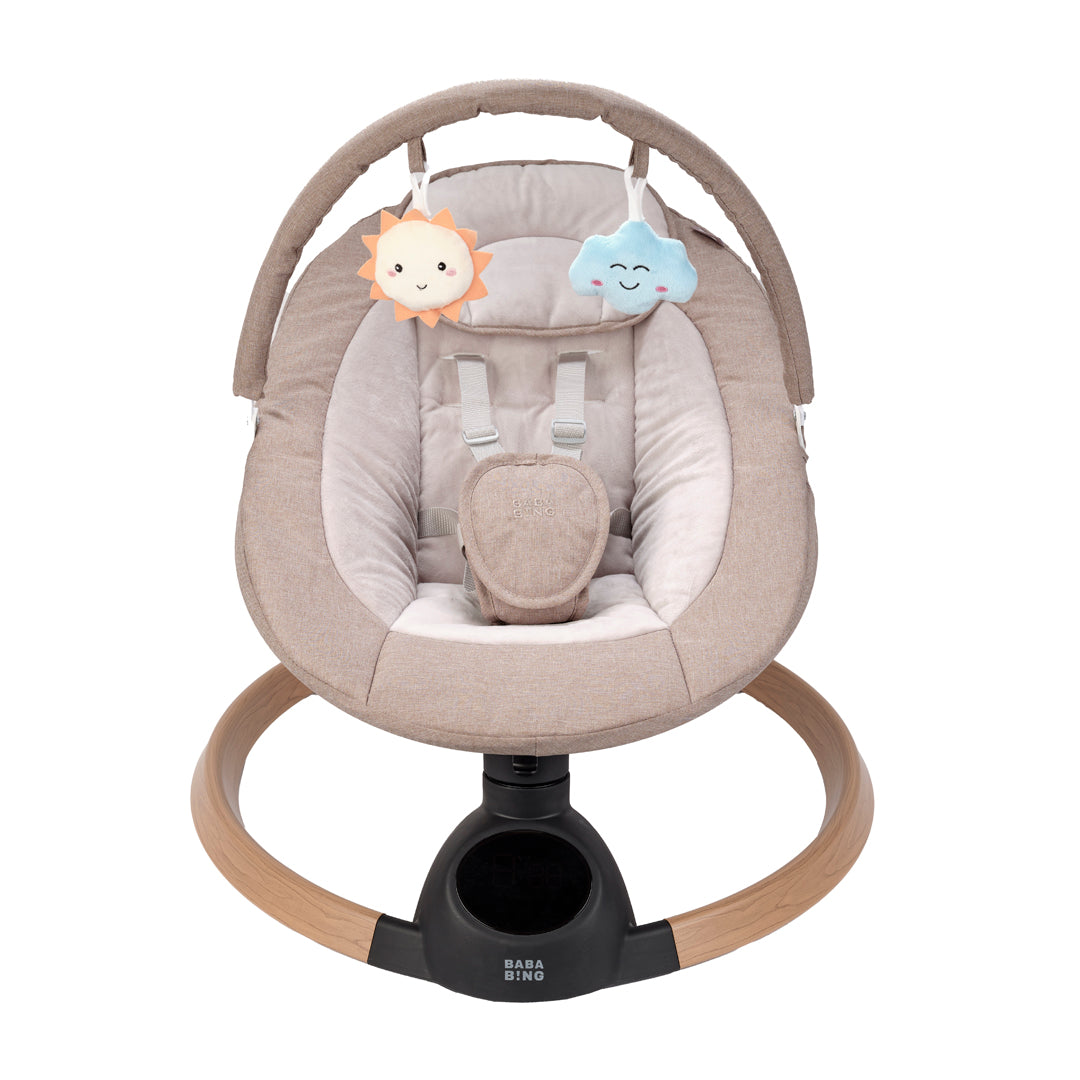 Hub 2 electric baby swing chair (Grey/Beige) +FREE  Cady Pushchair Organiser