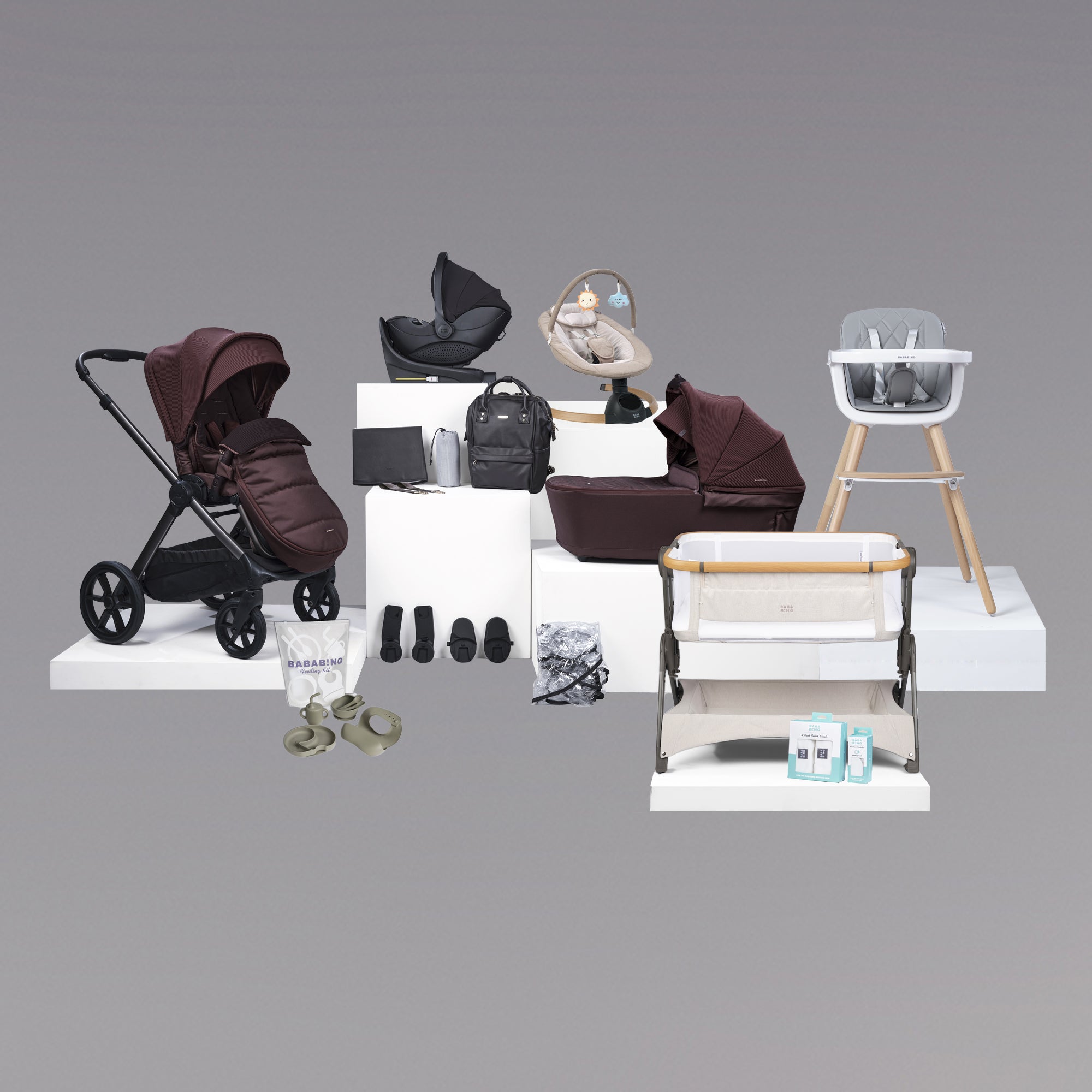 18pc Raffi MKII Travel, Home & Feeding Bundle with spin car seat & isofix base - Heritage