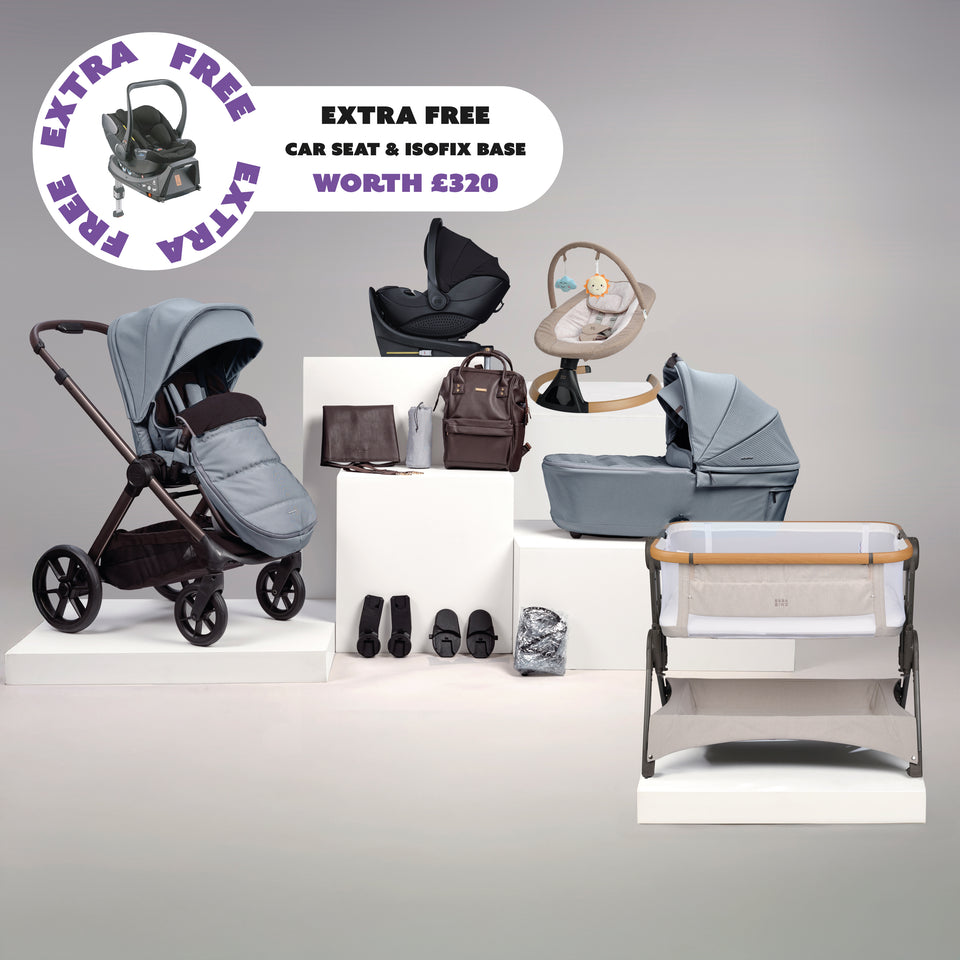 16pc Raffi MKII Travel & Home Bundle with spin car seat & isofix base + FREE Hera car seat & isofix base - Duck Egg