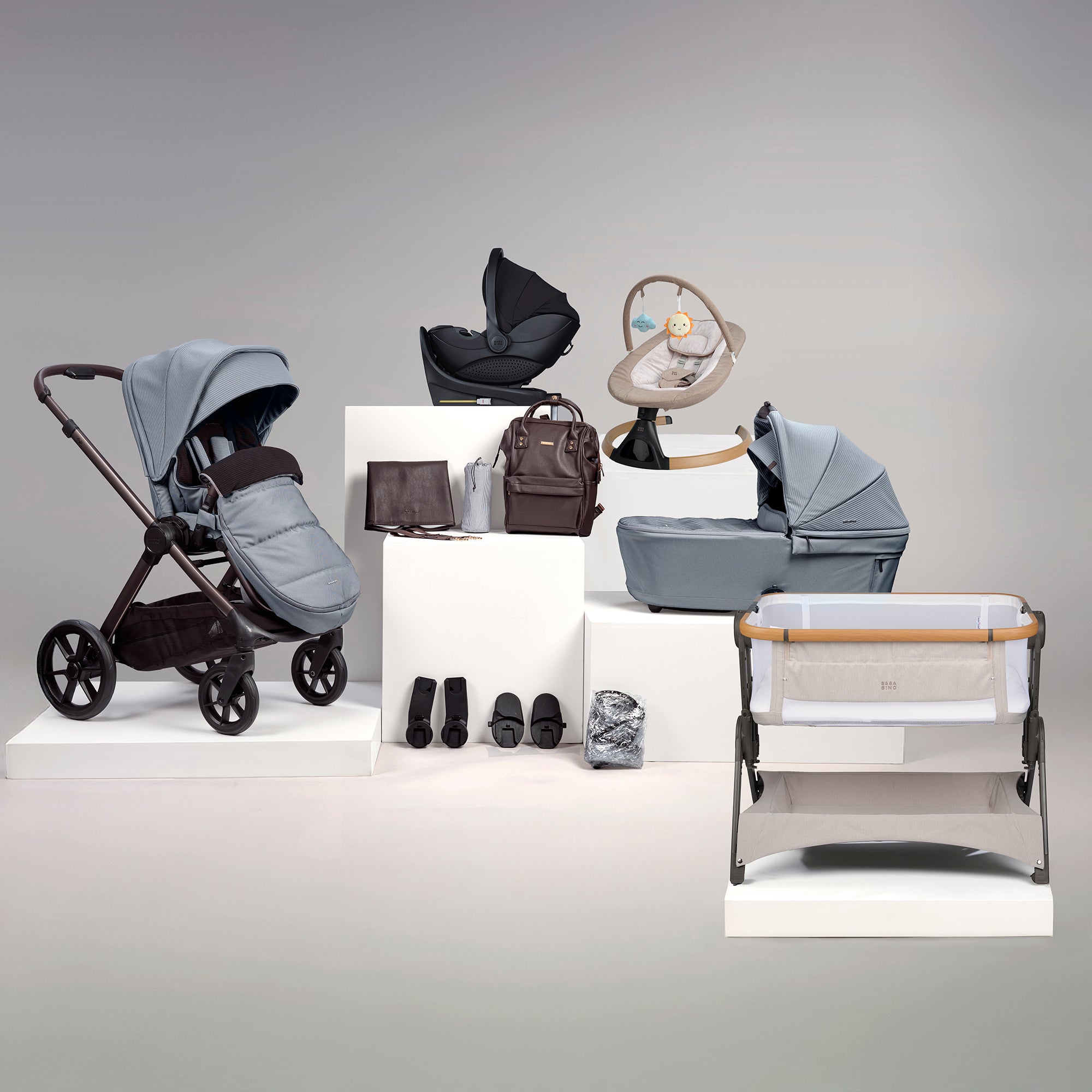 18pc Raffi MKII Travel, Home & Feeding Bundle with spin car seat & Isofix base - Duck Egg