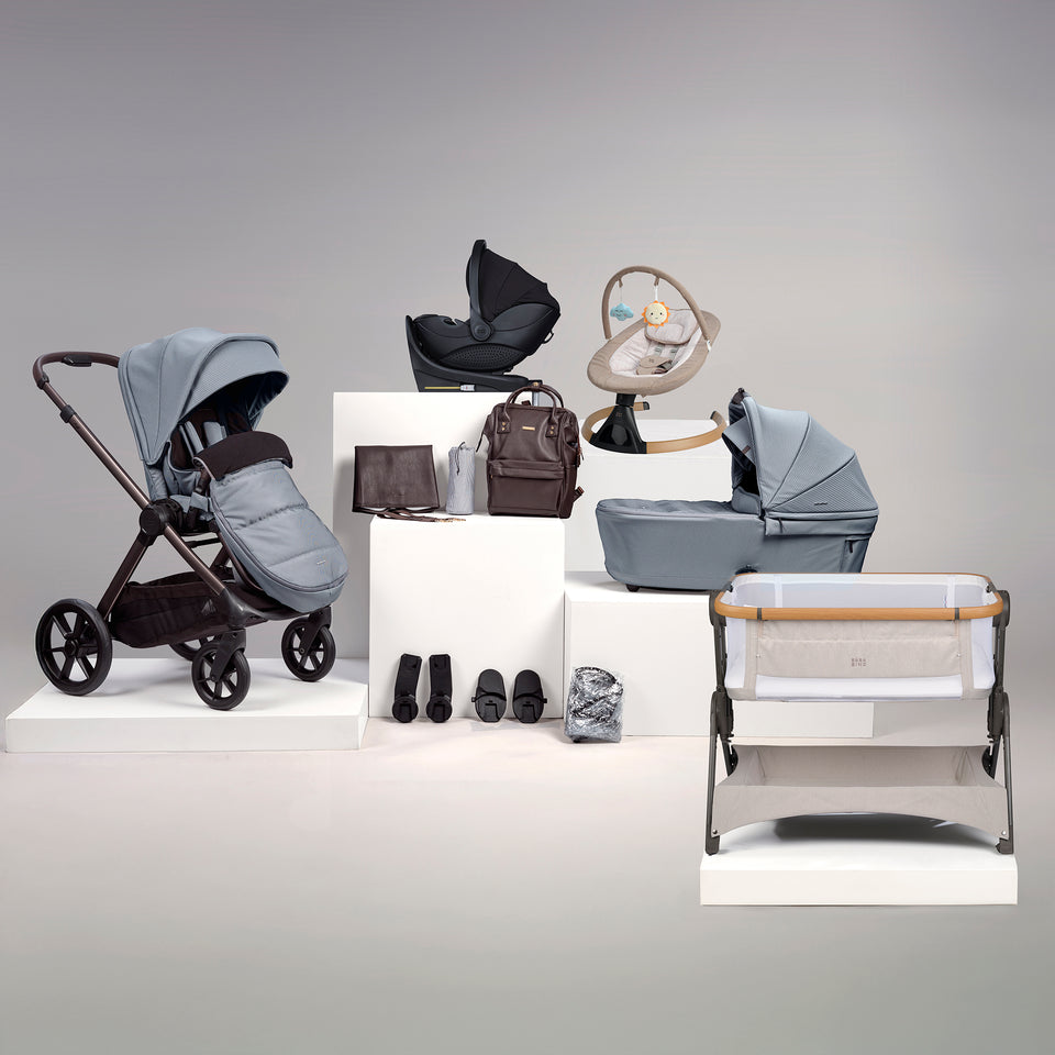 18pc Raffi MKII Travel, Home & Feeding Bundle with spin car seat & Isofix base - Duck Egg