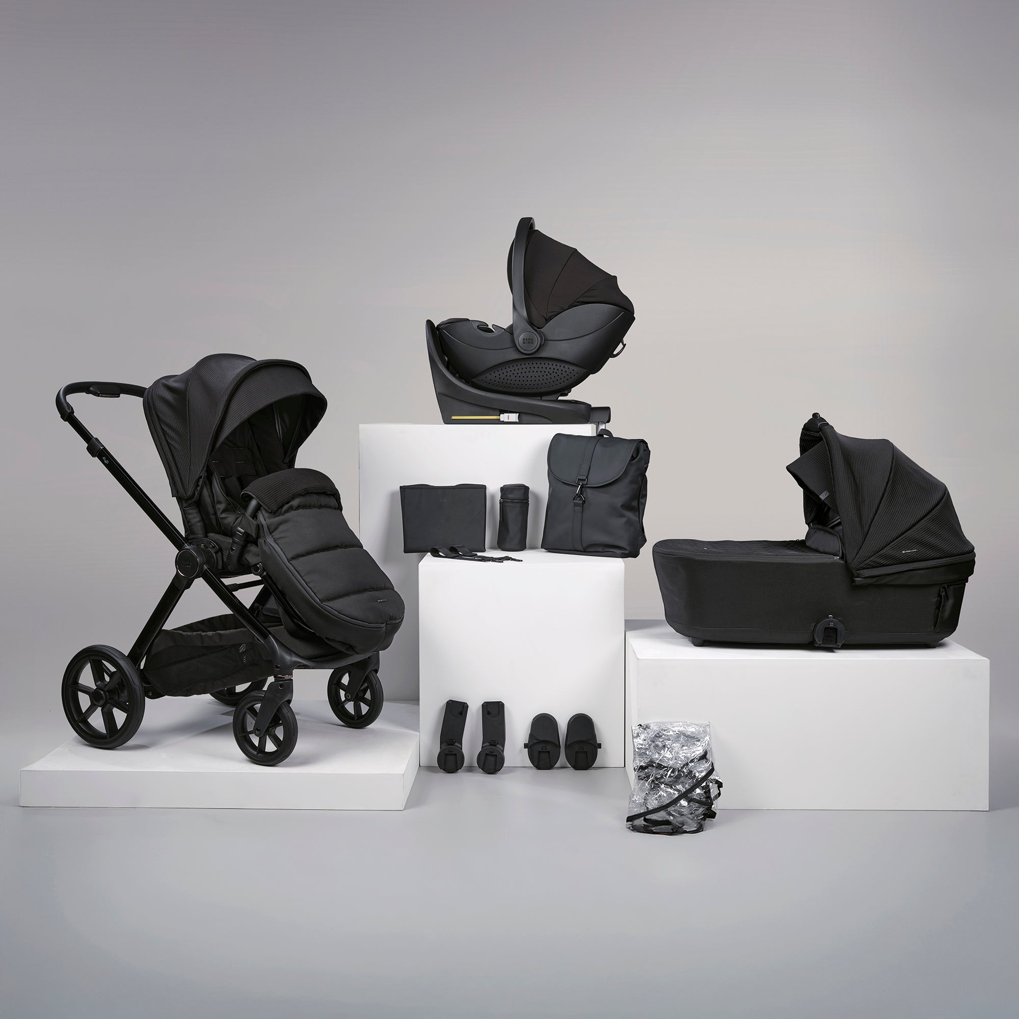 12 pc Raffi MKII Travel Bundle with spin car seat & isofix base - Satin Black