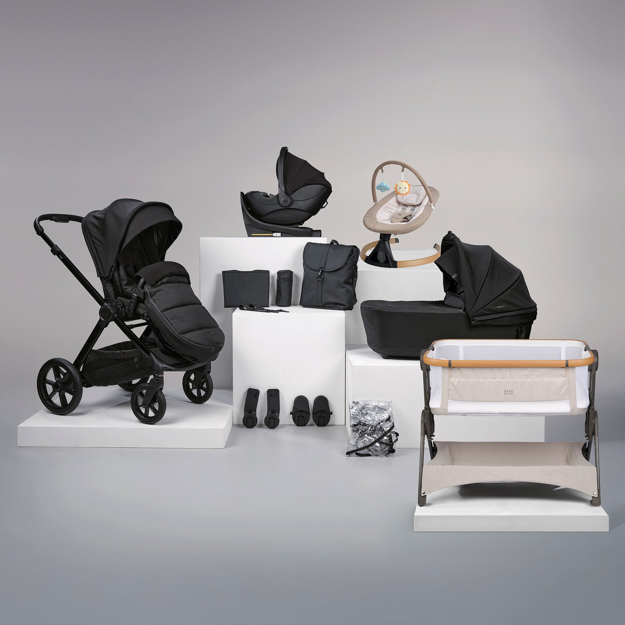 16pc Raffi MKII Travel & Home Bundle with spin car seat & Isofix base- Satin Black