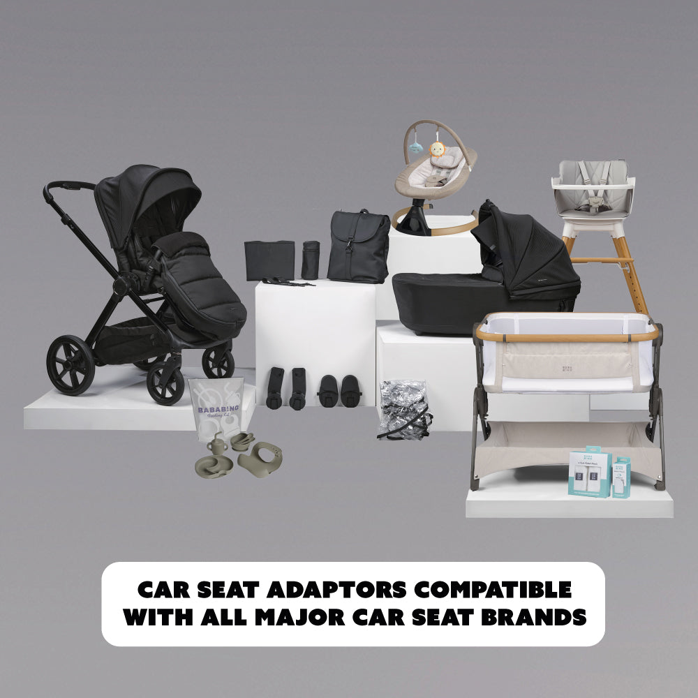 Raffi MKII Travel, Home & Feeding Bundle - Without Car Seat (Satin Black)