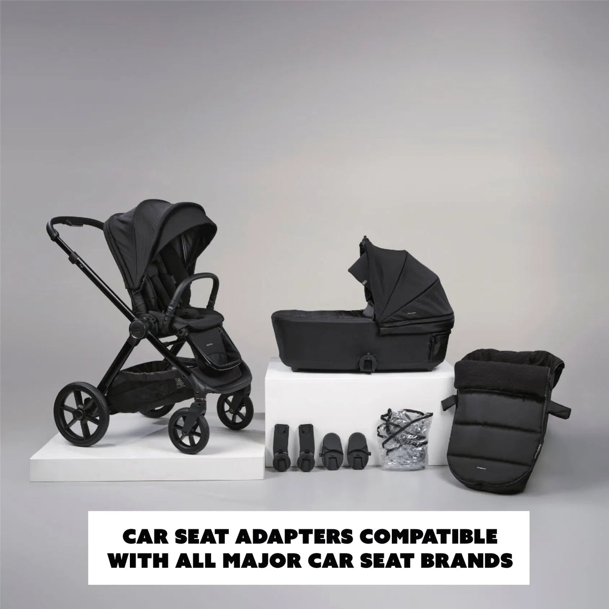Bababing Raffi Travel System | Pushchair Bundle | Black | Bababing