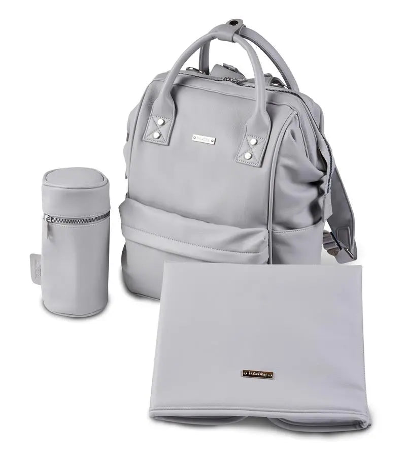 Grey Mani Backpack Baby Changing Bag with Changing Mat - Bababing