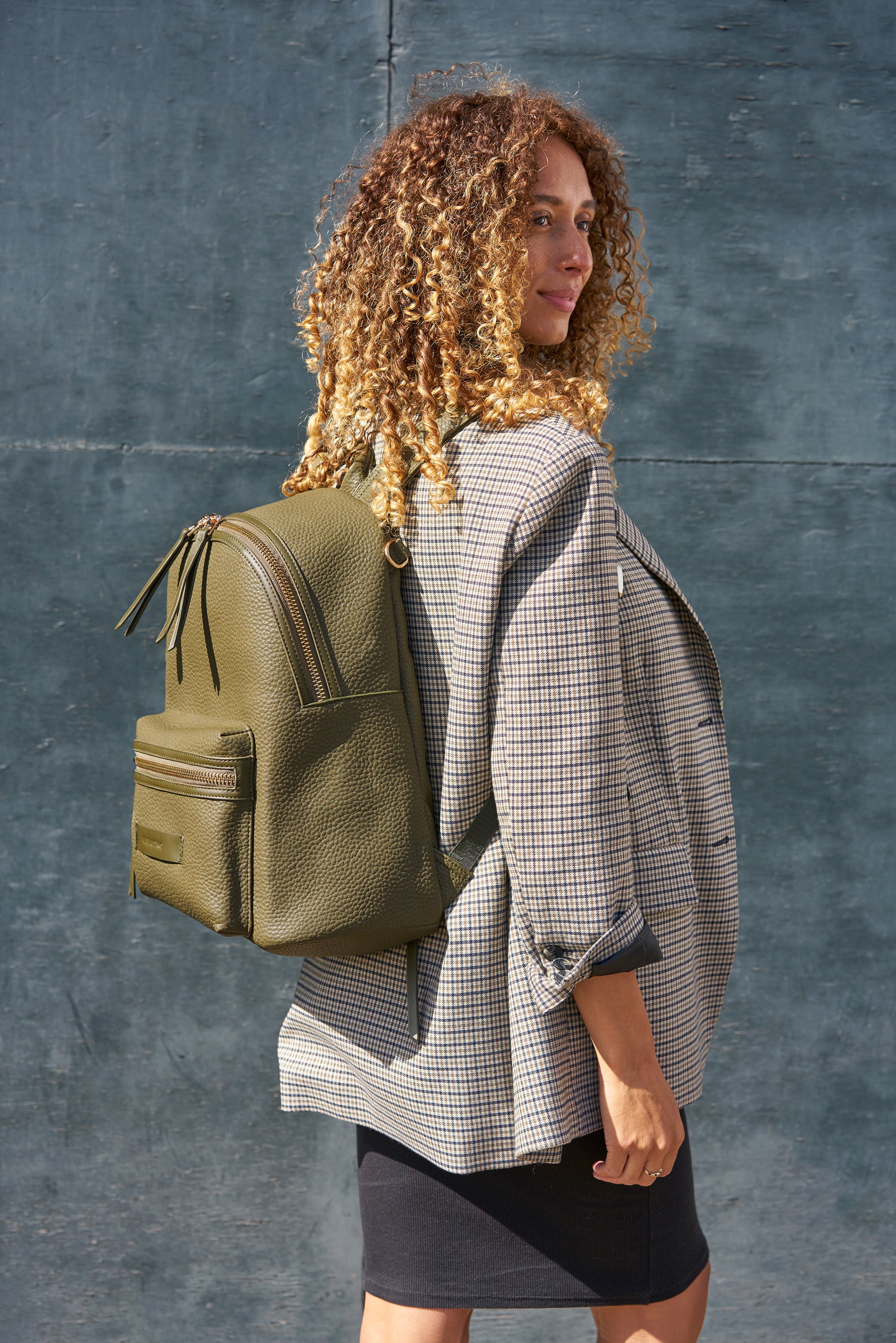 Luca vegan leather backpack - Olive