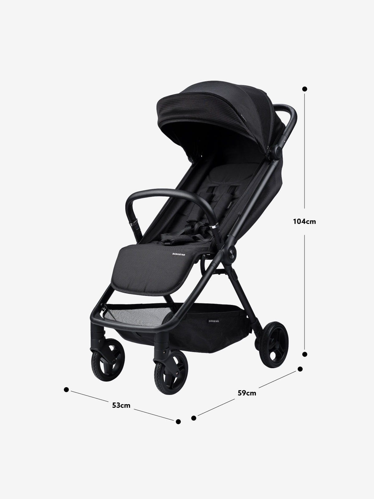 Bababing Ori Auto Fold Compact Stroller Black